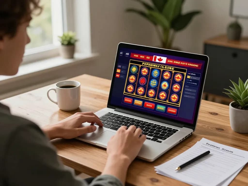 Engaging with online casinos in Canada reddit while comfortably gaming at home with a laptop.