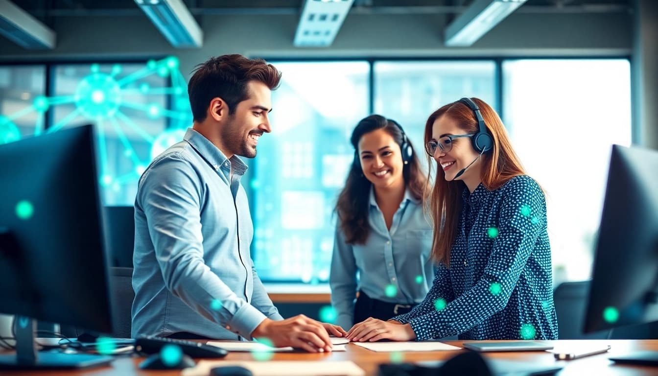 Managed IT services Lakeland team collaborating effectively in a modern office.