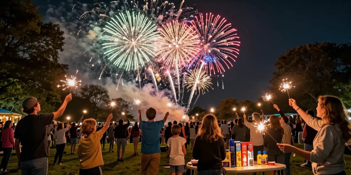 Festive fireworks display captivating people at an outdoor celebration in the UK, showcasing fireworks uk events.
