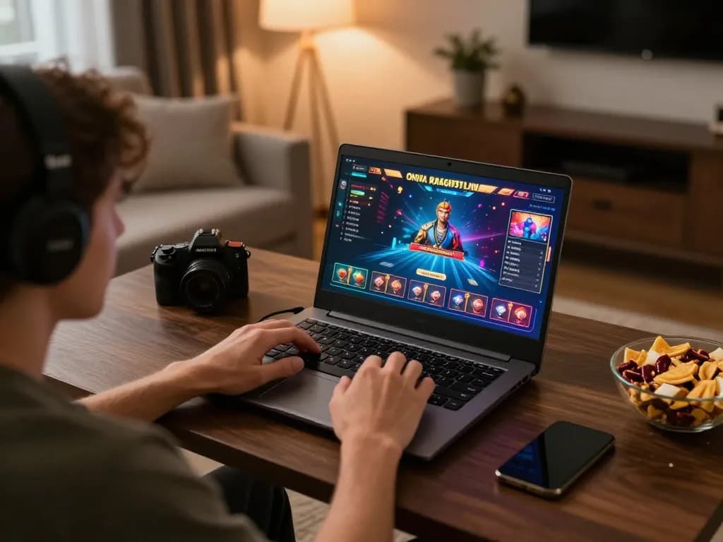 Player enjoying a casino online senza registrazione at home with laptop and engaging game interface.