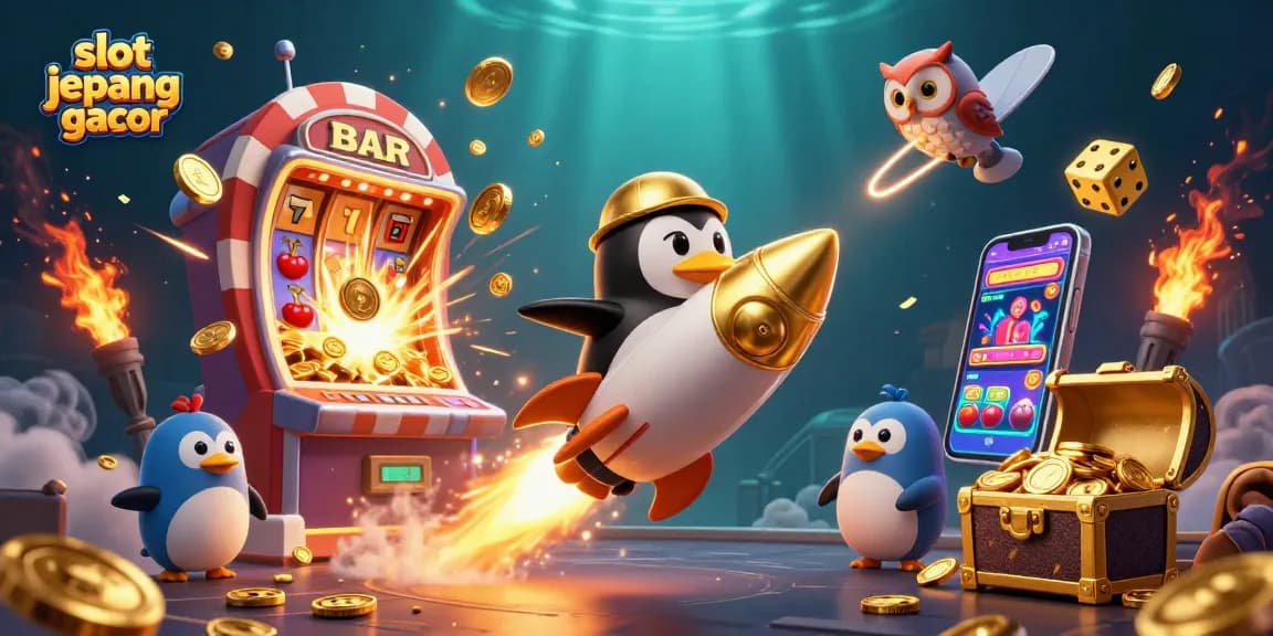 Experience slot jepang gacor as a dynamic 3D scene of thrilling casino elements and characters in action.
