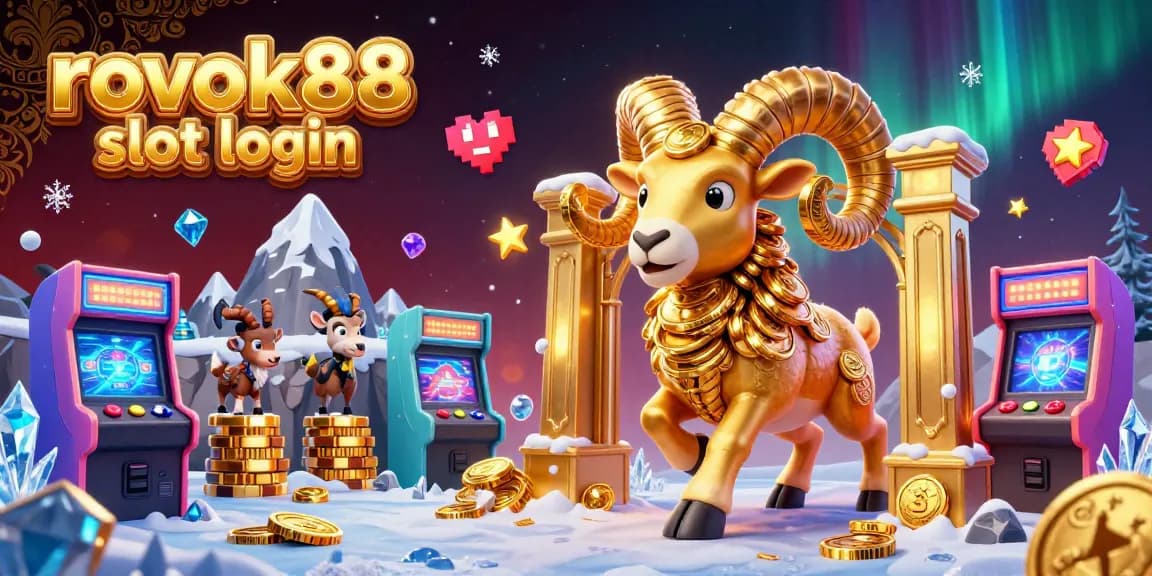 Engage with rokok88 slot login featuring vibrant 3D casino elements in a rich, dynamic illustration.