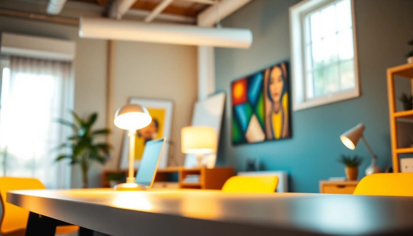 Showcasing innovative lighting solutions in a modern workspace with elegant designs.