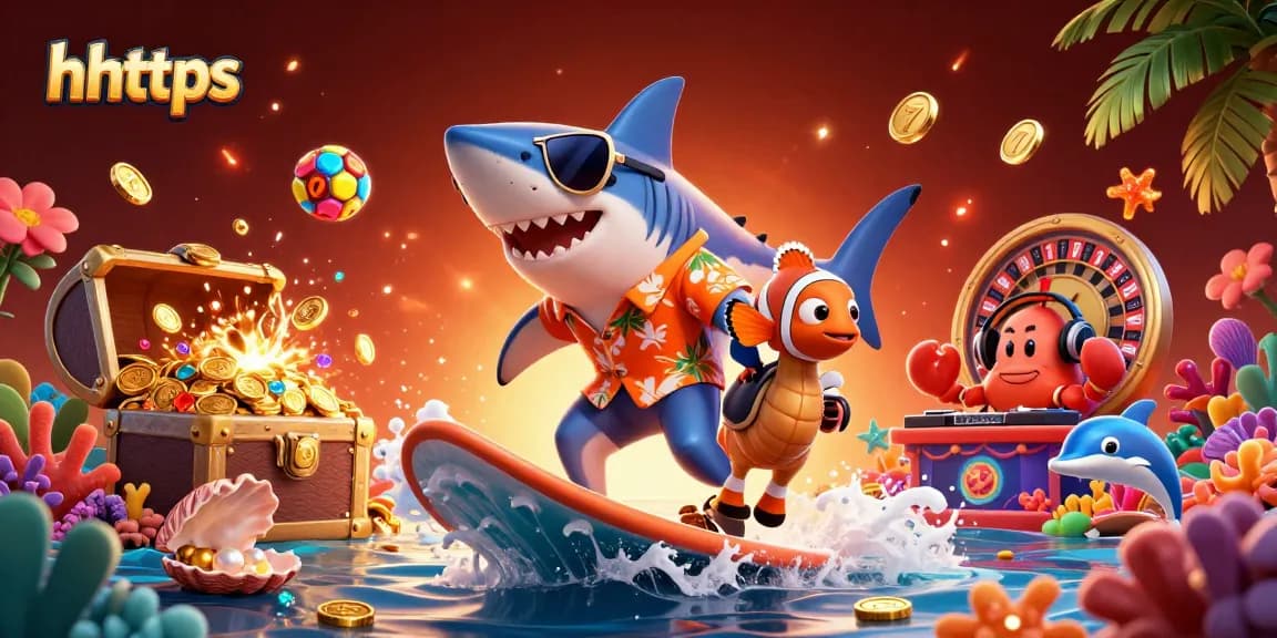 Experience hhttps with vibrant casino action featuring colorful slots and dynamic sea creatures.
