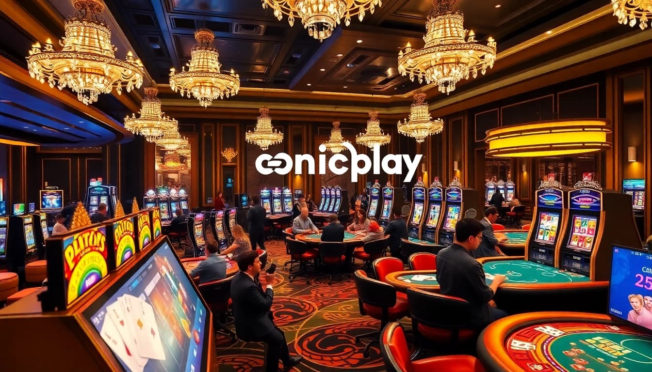 Experience the thrill of gambling on onicplay with vibrant casino tables and slot machines.