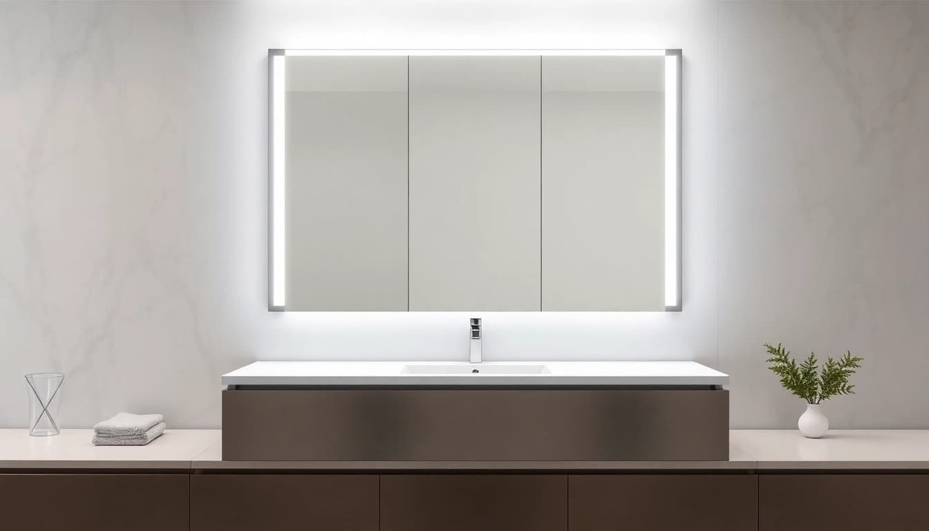 Sonni Spiegelschrank im modernen Bad mit LED-Beleuchtung und zeitgemäßem Design