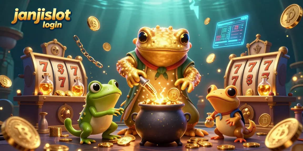 Experience thrilling wins with janjislot login in an exciting casino adventure showcasing slot reels and digital gold.