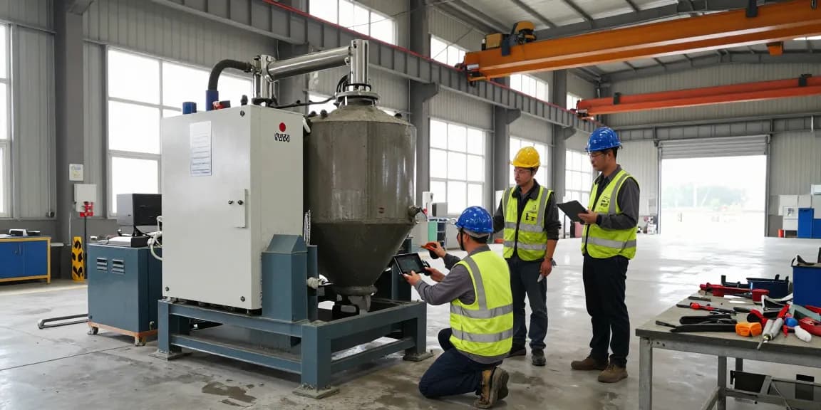 NAGA2000 machine inspection in a heavy industry workshop showcasing teamwork and industrial innovation