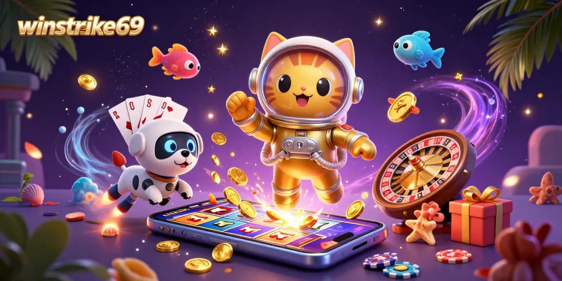 Experience the thrill of winstrike69 with a vibrant scene of gaming excitement and alien adventure.