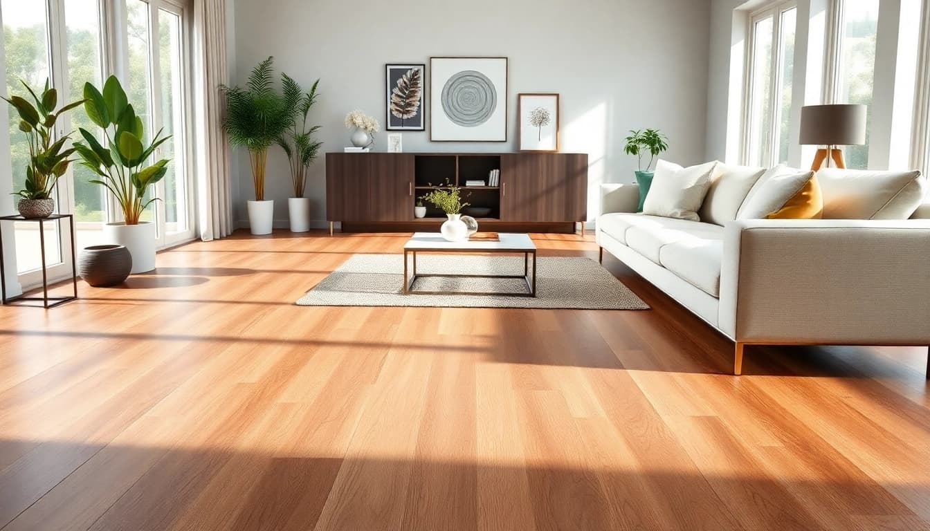 Enhance your home with luxury vinyl flooring in a modern setting showcasing a sleek, polished finish.