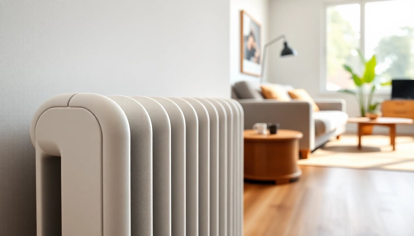 sonni Heizkörper elegant in modernem Raum mit warmen Farben