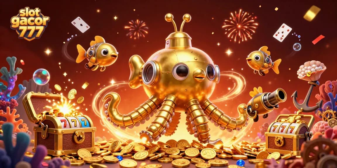 Menangkan jackpot dengan slot gacor 777 dalam ilustrasi 3D yang penuh keberuntungan dan keceriaan.