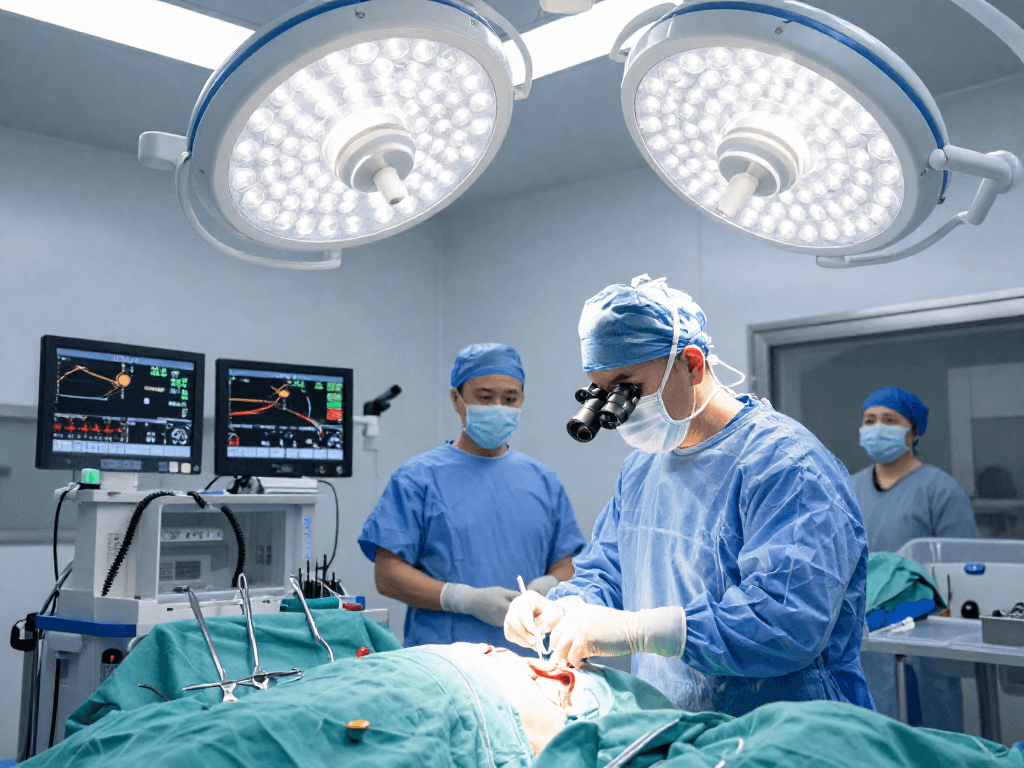 Minimally invasive Bel fıtığı ameliyatı performed by experienced surgeon in advanced surgical room.