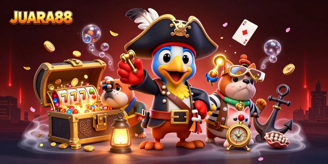 Experience thrilling JUARA88 action with vibrant 3D characters enjoying dynamic slot gameplay.