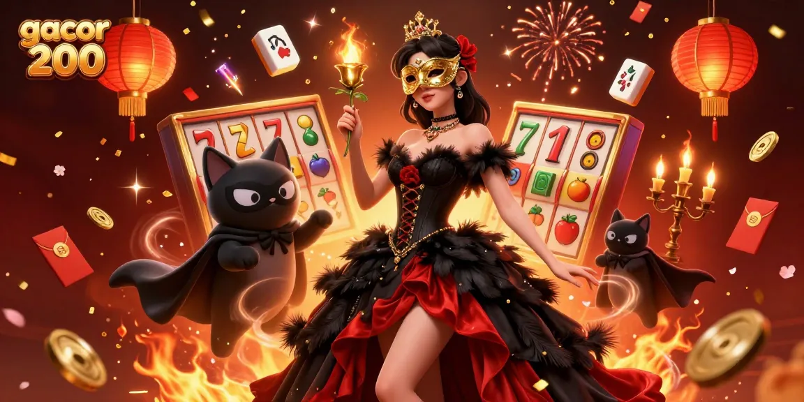 Experience thrilling gameplay with gacor 200 featuring stunning characters amidst celebratory casino elements.
