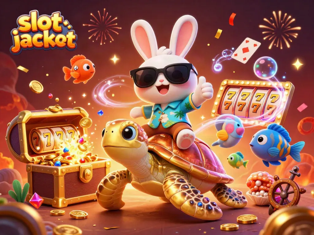 Experience thrilling slot jackpot action with dynamic characters and explosive treasures in a vibrant casino scene.