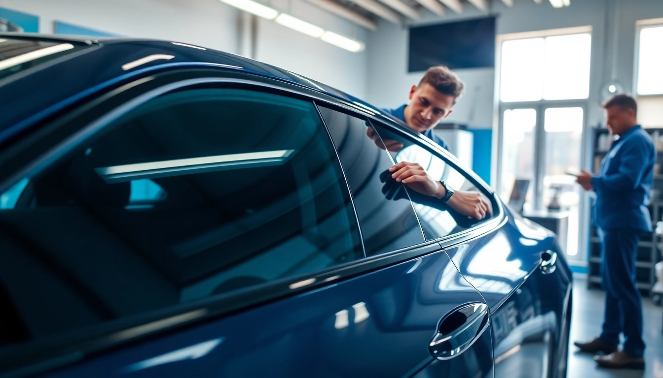Enhance your vehicle look with a window tint gift card in a professional car detailing setting.