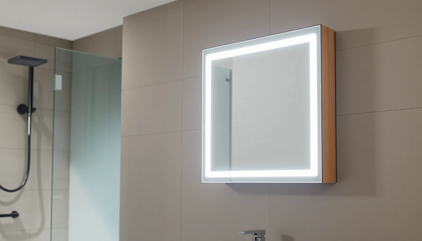 Showcase of a stylish led bathroom mirror Cabinet reflecting elegance and modern design in a serene setting.