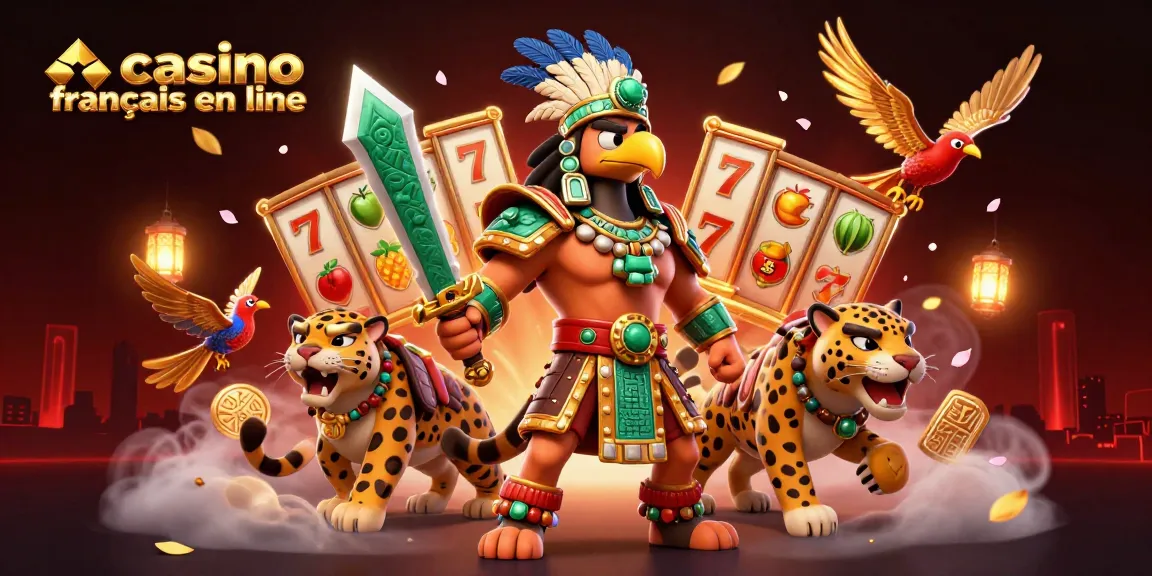 Jouez à des jeux passionnants au casino francais en ligne avec une illustration 3D vibrante de personnages célébrant des victoires.