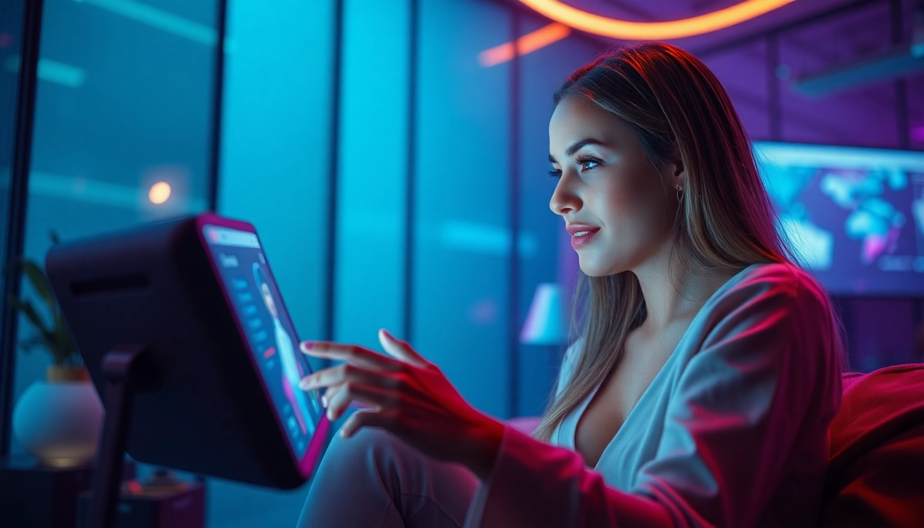 Engaging user interaction with AI sex chatbot, showcasing modern technology and intimacy.