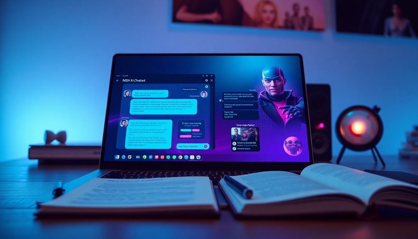 Engaging NSFW AI chatbot interface on a modern laptop, showcasing interactive dialogues.