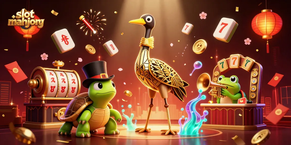 Play the dynamic slot mahjong game with colorful 3D characters and vibrant casino elements.