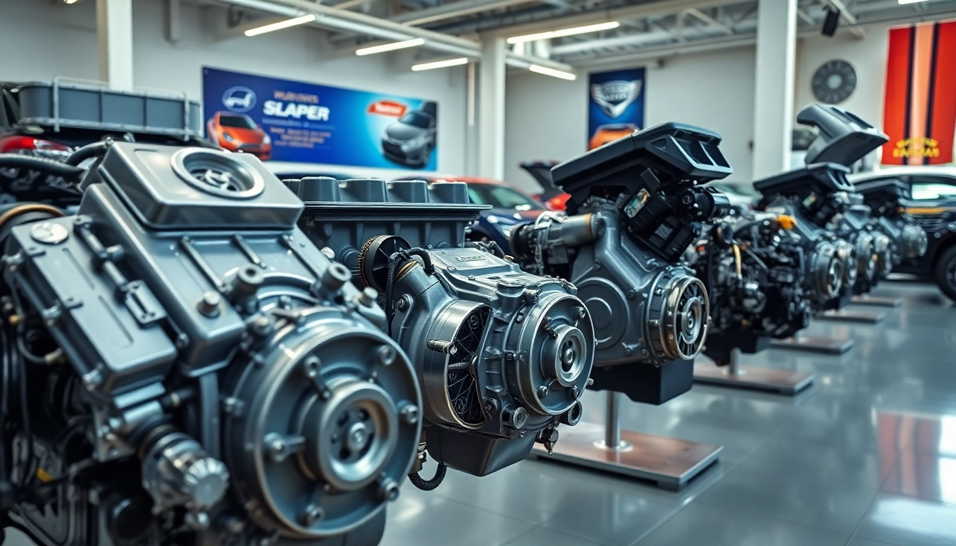 Showcasing high-quality used engines in a vibrant dealership environment.