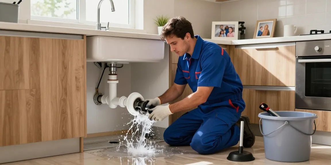 Plumber fixing burst pipe, click here for emergency plumbing solutions.