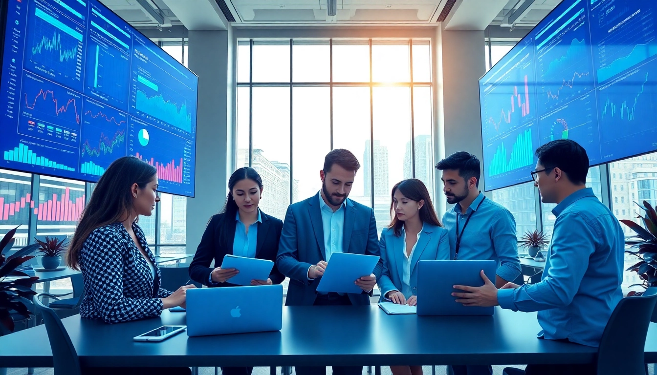 Analyze competitive intelligence metrics in a modern office setting with data analysts.