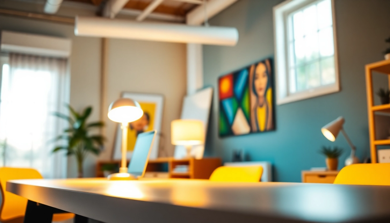 Showcasing innovative lighting solutions in a modern workspace with elegant designs.