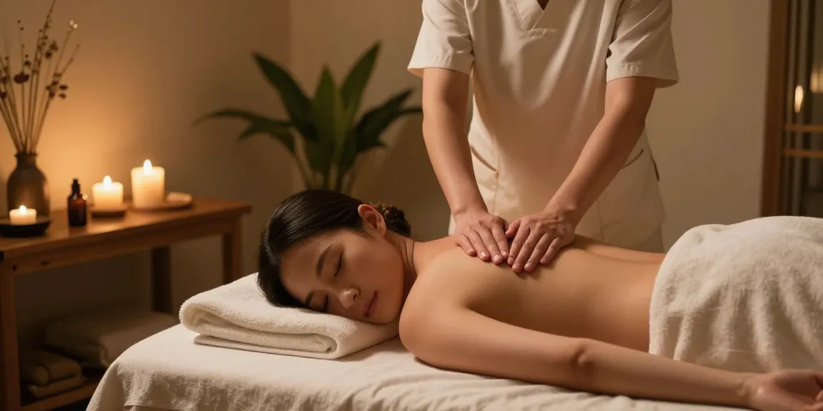 Massage therapy session showcasing skilled therapist providing a soothing 마사지 in a serene spa environment.