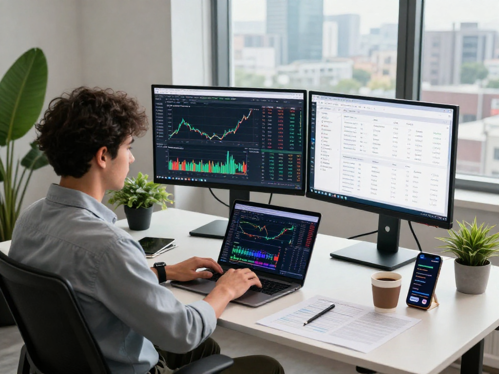 Real-time analysis of HK stock backtesting API in a modern fintech workspace environment, illustrating developer engagement with stock market data and analytics.