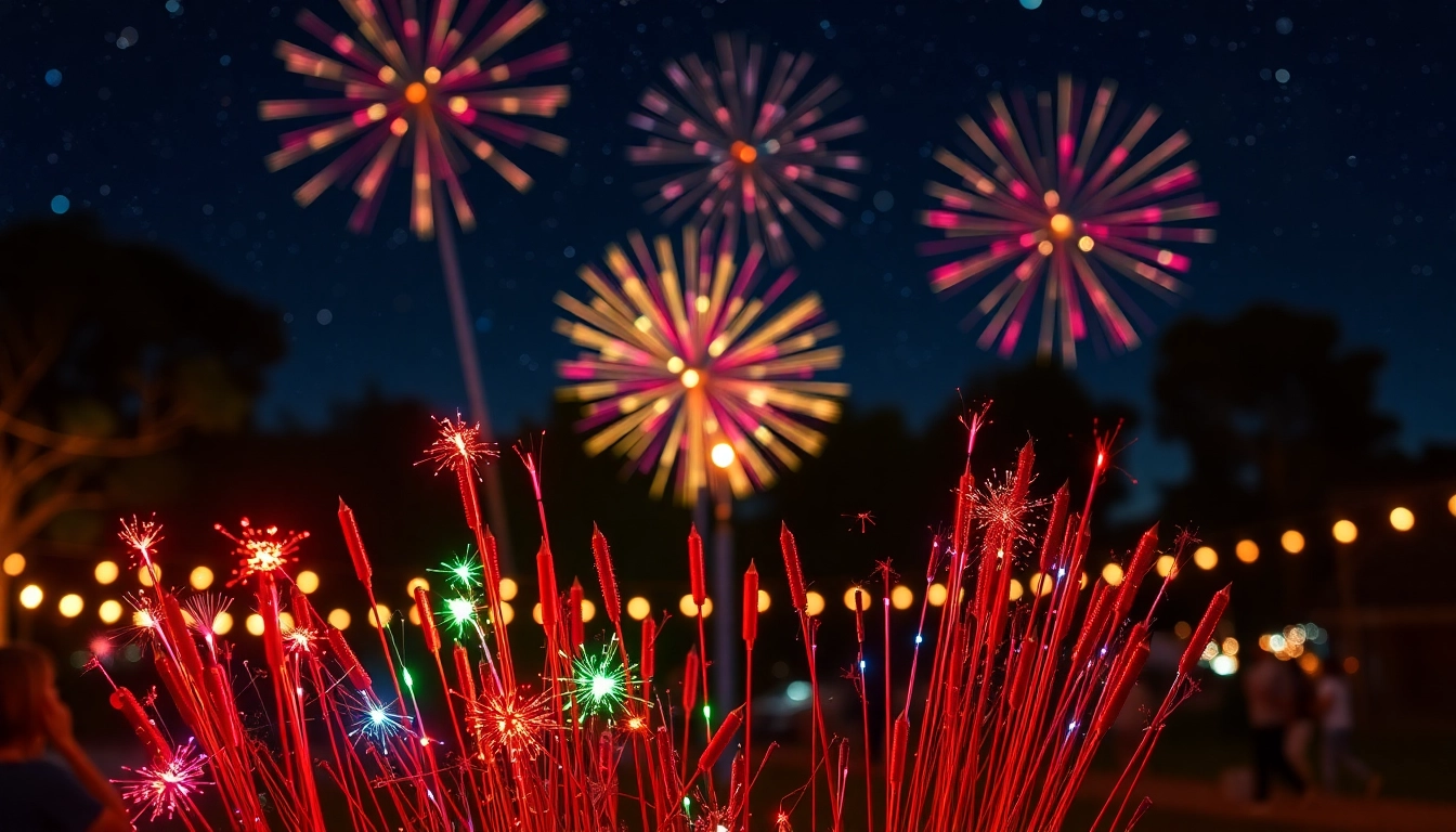 A festive scene featuring cheap fireworks ready to light up the night sky.