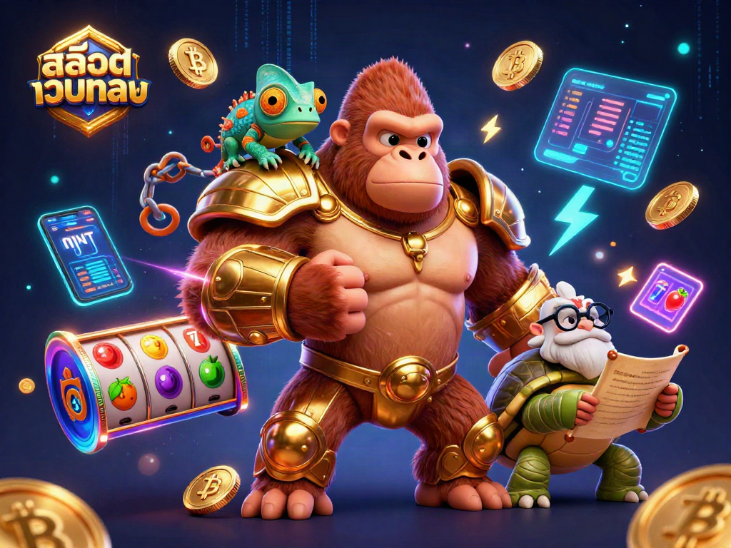 Engage in thrilling สล็อตเว็บตรง action with powerful characters, spinning reels, and vibrant casino elements.