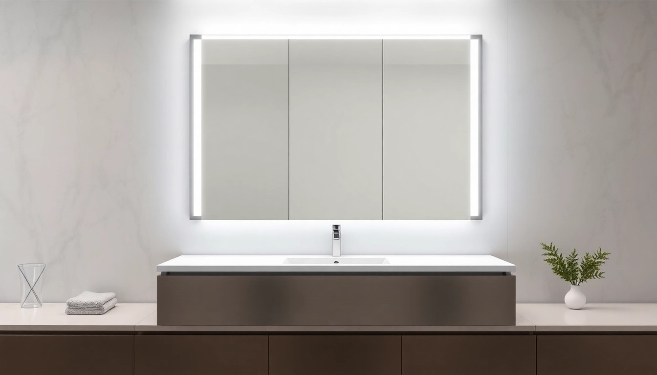 Sonni Spiegelschrank im modernen Bad mit LED-Beleuchtung und zeitgemäßem Design