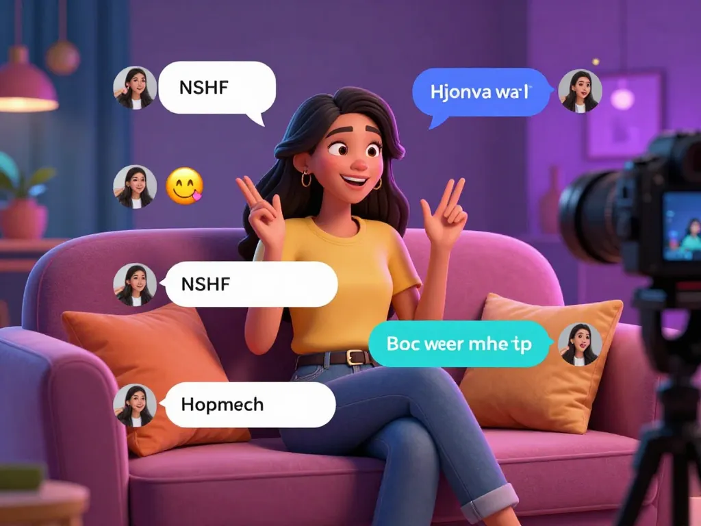 NSFW AI chat with a digital girlfriend in a cozy, engaging virtual environment.