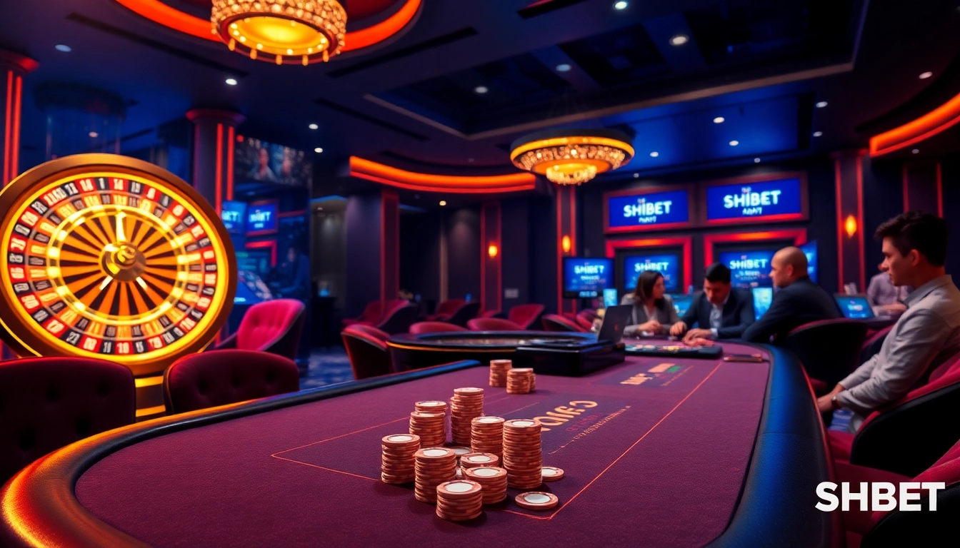Experience the excitement of SHBET with a vibrant casino table and dynamic gameplay elements.