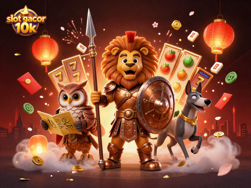 Experience the thrilling energy of slot gacor 10k with spinning reels, lucky symbols, and vibrant characters.
