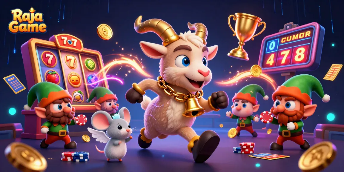 Engage with the Raja Game experience in this dynamic casino scene featuring vibrant slot reels.