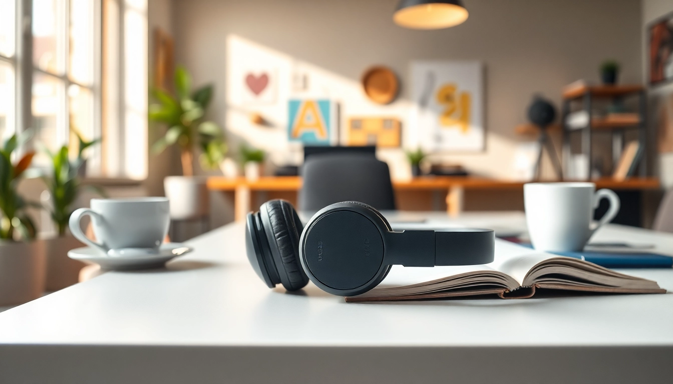 Experience sound clarity with F1 Bone Conduction Headphones in an inspiring workspace.