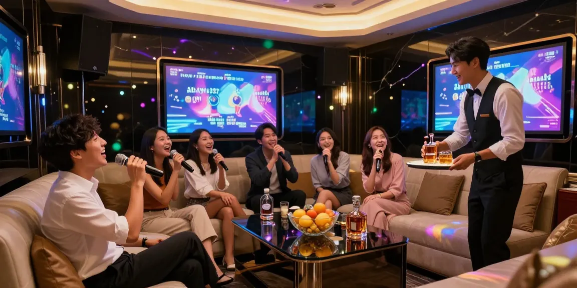 Exciting Gangnam karaoke experience with friends in a luxurious private room, showcasing vibrant atmosphere and high-quality service.