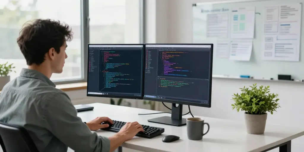 Professional workspace for coding using Notepad++ at https://notepad-app.co/ with vibrant syntax highlighting.