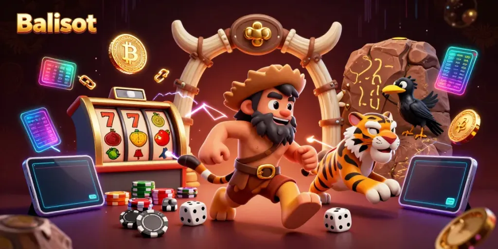 Experience the thrill of Balislot's vibrant prehistoric casino atmosphere.