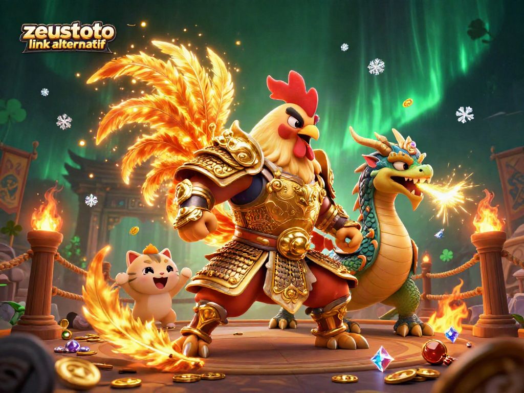 Engage with zeustoto link alternatif in a vibrant 3D digital illustration packed with casino action.