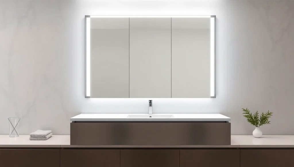 Sonni Spiegelschrank im modernen Bad mit LED-Beleuchtung und zeitgemäßem Design