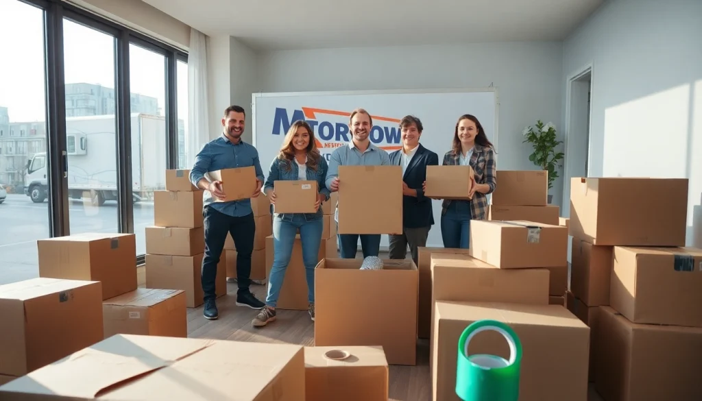 Efficient Toronto moving services in action, with a professional team packing and organizing.