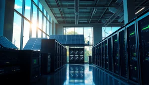 Trusted cloud mining sites featured in a modern facility utilizing renewable energy and advanced technology.