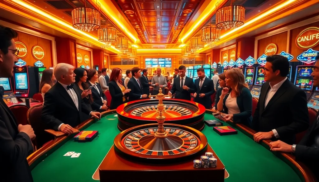 Players enjoy a thrilling roulette game at a luxurious casino, inspired by https://shbet.law/ for online gambling.