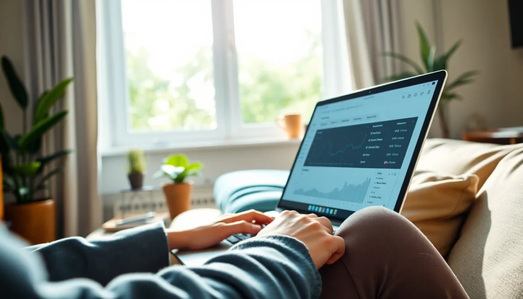 Engaged user analyzing data on Instagram smm panel in a cozy office