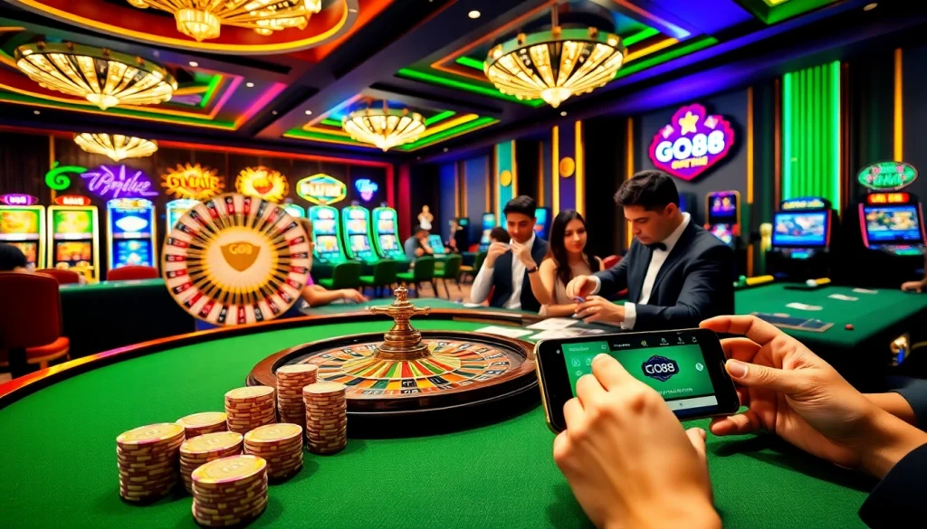Experience the thrill of gambling at GO88 with vibrant casino tables and exciting gameplay.